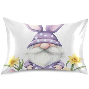Imagem de Lindas capas de almofada de cetim de coelhinho de gnomo da páscoa para cabelo padrão king queen capas de travesseiro lindas capas de travesseiro refrescantes almofadas de cama macias básicas, tamanho