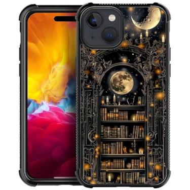 Imagem de Toulas Capa para iPhone 13, design literário Dark Academia de estante gótica, proteção completa à prova de choque, anti-arranhões, capa de TPU, capas para homens e mulheres