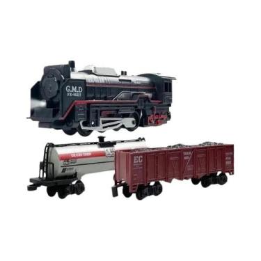 Imagem de Conjunto De Trem Elétrico Para Crianças Com Luzes, Locomotiva, Vagão E