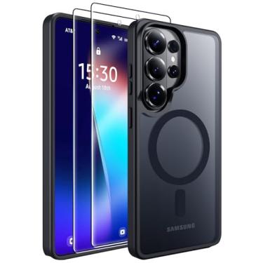 Imagem de MOZOTER Capa magnética para Samsung Galaxy S26 Ultra [compatível com MagSafe] [3,5 m militar à prova de quedas][2 protetores de tela] Capa traseira antiderrapante translúcida fina à prova de choque