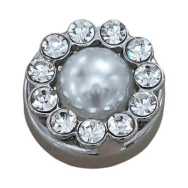 Imagem de Abotoaduras Redondas De Luxo Femininas Com Strass E Pérolas, 2 Peças, 