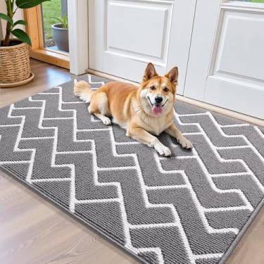 Imagem de OLANLY Tapete de porta frontal, suporte de borracha antiderrapante, resistente à sujeira e absorvente, lavável, capacho interno de baixo perfil fácil de limpar para porta traseira, entrada, entrada