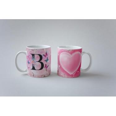 Imagem de Caneca Alfabeto Borboleta Porcelana 325ml Personalizada (B)
