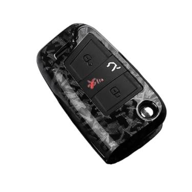 Imagem de Capa de chave de carro de fibra de carbono ABS compatível com VW Golf 7 MK7 Tiguan MK2 compatível com SEAT Ateca Leon FR 2 Ibiza compatível com Skoda Octavia(B F-Carbon)