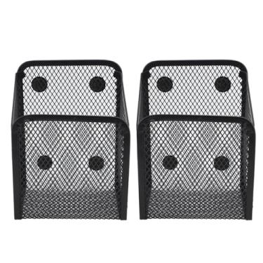 Imagem de Suporte magnético para caneta MUNEFE, porta-lápis magnético, acessórios para armário, organizador estacionário de malha de metal, cesta de armazenamento para geladeira, quadro (2 pacotes)