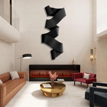 Imagem de Grande decoração de arte de parede de metal esculturas irregulares para sala de estar, decoração de parede abstrata geométrica escultura de parede arte de arte para quarto, escritório, sala de jantar