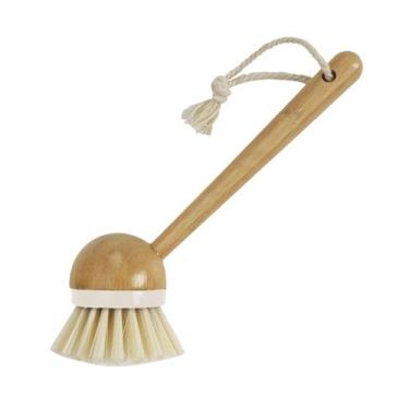 Imagem de Escova de limpeza redonda com cabo longo de bambu - oikos off white