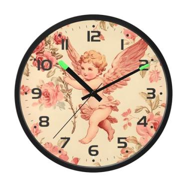 Imagem de SEHANY Lindo relógio de parede anjo silencioso sem tique-taque relógio redondo operado por bateria 30 cm controle de som luz noturna relógios de parede para sala de estar, cozinha, quarto, escritório