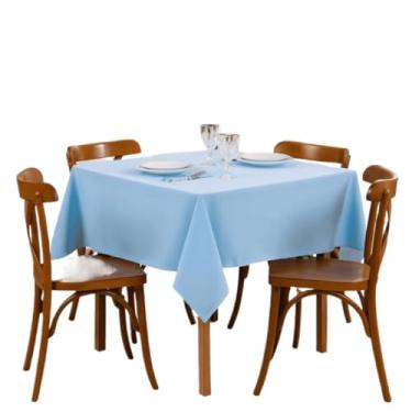 Imagem de Toalha de Mesa Lisa Quadrada 4 Lugares Tecido Oxford – Cores Modernas e Duráveis(AZUL BEBE)
