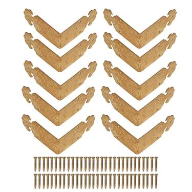 Imagem de Protetores de canto de caixa Protetores de canto de móveis de cobre antigos 10 conjuntos de protetores de borda decorativos de 5 cm para caixas de madeira, mesas, armários, (Cor de latão)