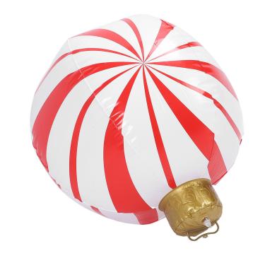 Imagem de ZJchao Bola Inflável de Natal de 23,62 pol., Balão de PVC Em Formato de Doce Exclusivo, Resistente à água e Leve, Com Cores Brilhantes para Decoração de (Modelo C Listras Vermelhas)