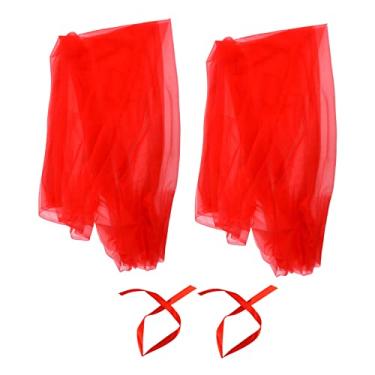 Imagem de Faixas de cadeira de tule estilo elegante cores brilhantes confortáveis ​​acessórios decorativos de casamento leves para festa de aniversário decoração de casa tecido de poliéster (Vermelha)