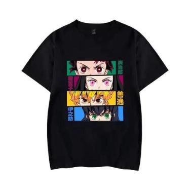 Imagem de Camiseta Feminina Harajuku Anime Demon Slayer Gola Redonda Manga Curta