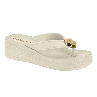 Imagem de Sandalia Tamanco Feminino Beira Rio Anabela Bloco Leve Detalhes Metal 