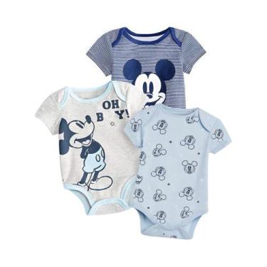 Imagem de Macacões De Algodão Mickey Mouse Para Bebê Menino E Menina, 3 Peças, R