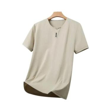 Imagem de Camiseta Masculina Casual De Negócios Com Decote Em V E Manga Curta, 3