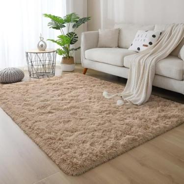 Imagem de Tapete Sala e Quarto Peludo Felpudo 1,50x1,00 Antiderrapante Macio em Cores Variadas(Bege)