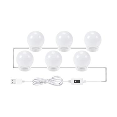 Imagem de 6 PCS Luzes de Espelho Maquiagem LED com Controle por Sensor Vanity Luz Banheiro Cabo USB Fita
