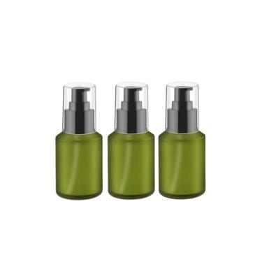 Imagem de Garrafa de vidro vazia de 30 ml com bomba de pressão, recipiente de base líquida recarregável portátil verde, frascos de armazenamento de loção de creme de viagem para suporte de amostra de emulsão de