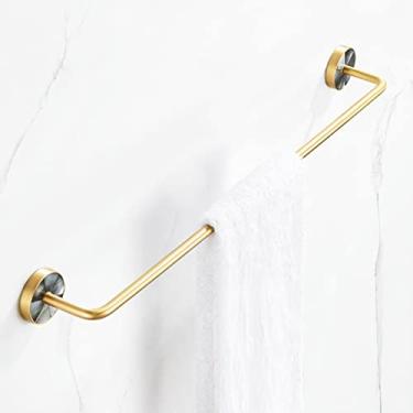 Imagem de HHHJQFAAT Toalheiro de luxo leve de alta qualidade sem perfuração, anel de toalha, ganchos de fileira, suporte de toalha de banho, cesta de lenços, kit de acessórios de banheiro banheiro (cor: Suporte