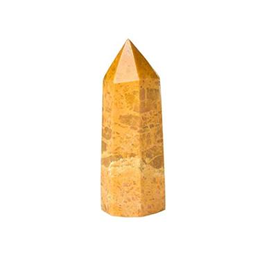 Imagem de Cristal natural áspero torre de pedra natural pontoobelisco varinha de quartzo amarelo lindo ornamento para decoração de casa pirâmide de pedra adequado para decoração de móveis (cor: pedra amarela