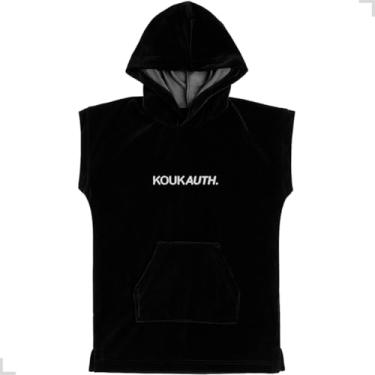 Imagem de Poncho Infantil Plush Atoalhado Aveludado Com Capuz Kids Uso Praia Piscina Pós Banho Inverno Natação Surf Atividades Aquáticas E Dias Frios (Preto)