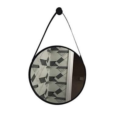 Imagem de U5GAAALPPQ9 Espelho de maquiagem HD, espelho de barbear, espelho de vaidade com alça de pendurar, espelho redondo de parede para banheiro (11,8-23,6 polegadas) Espelho simples de metal e espelho para