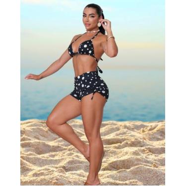 Imagem de Conjunto de Biquíni Hot Pant Short com Top Triângulo Ajustável - Kicko