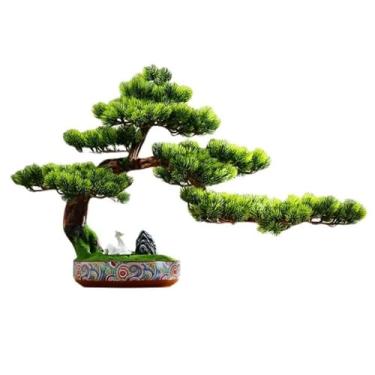 Imagem de Bonsai artificial ornamentos decorativos pinheiro bonsai simulação plantas sala de estar entrada decoração hotel árvore bonsai artificial