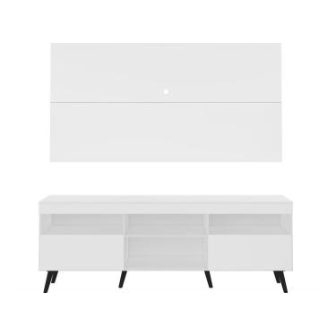 Imagem de Rack Retrô Com Painel Para Tv Até 65´´ Flórida Fg3133 Branco/preto