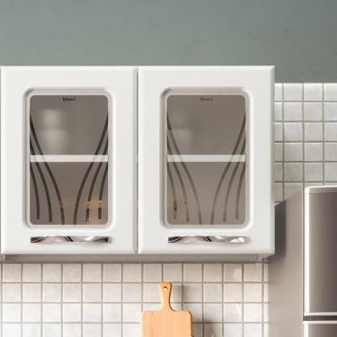 Imagem de Armário De Cozinha De Aço Aéreo Duplo Star Com Vidro - Branco Branco