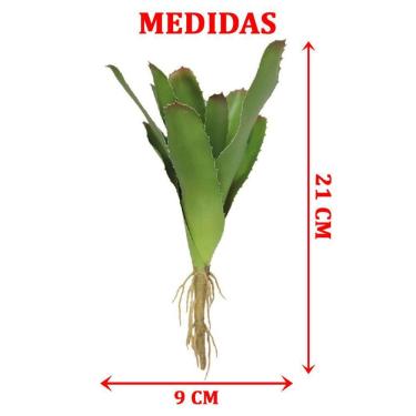Imagem de Kit 6 Peças Bromélia Planta Artificial Verde 8 Folhas 21cm