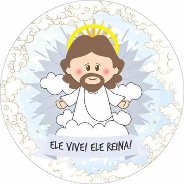 Imagem de Painel de Tecido Sublimado Redondo Santinhos Católicos Páscoa Jesus Re