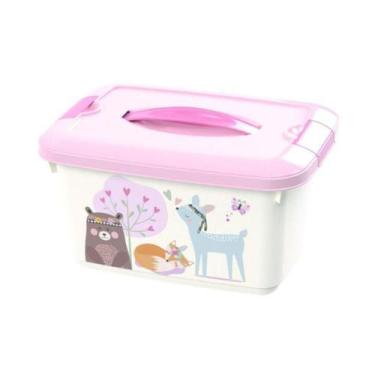 Imagem de Caixa Organizadora Infantil Decorada 5,2 litros Plasutil, Bichos Rosa