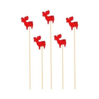 Imagem de Varas de Frutas de Natal Descartáveis - 50 Unidades de Bambu com Desen