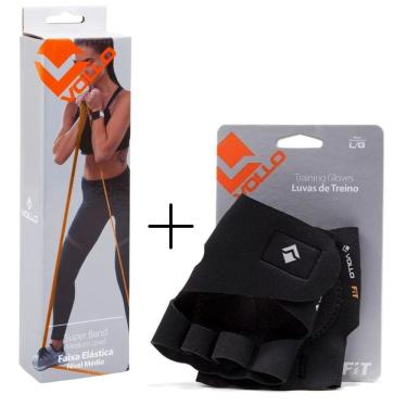 Imagem de Kit 01 Luva De Musculação Vollo Training  Academia+01 Super Band Vollo Nível Médio