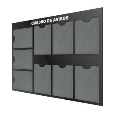 Imagem de Quadro Avisos Gestão Mural Recados 9 Displays A4 Acm Preto - DC Expres