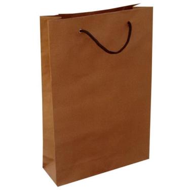 Imagem de Kit 30 Sacolas Papel Marrom Presente 25X17X6Cm Bolsa Festa