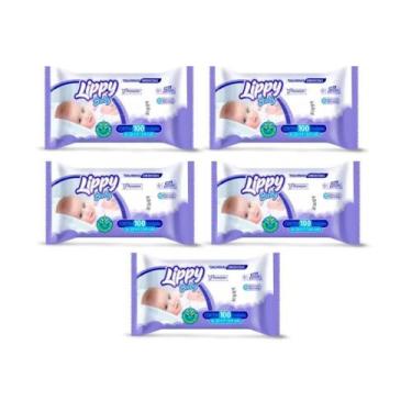 Imagem de Kit 5 Pacotes Toalha Umedecida Lippy Baby Premium 500 Und - Maxi Confo