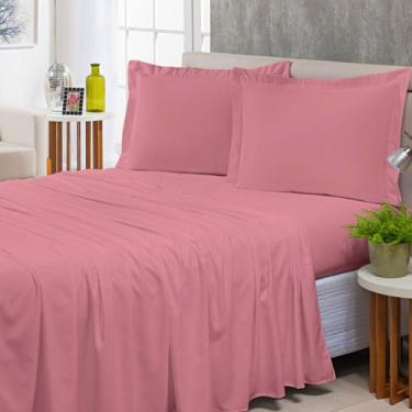 Imagem de Jogo de Cama Queen Aba Americana 300 Fios Toque Macio 4 Peças Rosê - R