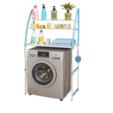Imagem de Organizador Rack Portatil 3 Prateleiras Lavanderia Banheiro Utilidades Maquina Lavar Casa Azul