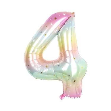 Imagem de Balões De Folha Em Formato De Estrela Com Gradiente Arco-Íris Pastel D