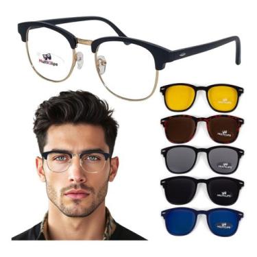 Imagem de Armação Para Óculos De Grau Vintage Redondo Clip On 6 Em 1 - Multiclip