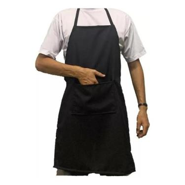 Imagem de Avental Corpo Inteiro Ajustável Com Bolso Oxford Liso Preto - Congratu