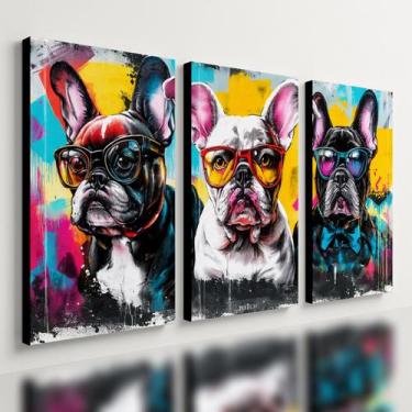 Imagem de Kit3 Quadro Decorativo Bulldog Francês Cachorro Pet Colorido - Telech,