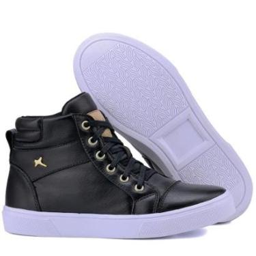 Imagem de Bota Sneakers Casual Mr Gutt em Couro Preto Mulher-Feminino