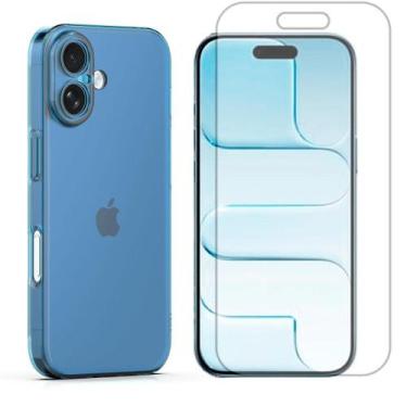 Imagem de Capa Capinha Ultra Slim Para iPhone 17 + Pelicula Hidrogel Cor:Azul - 