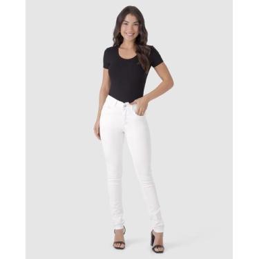 Imagem de Calça Skinny Feminina Cintura Média Em Flex Jeans - Malwee, Branco, 44