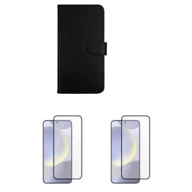 Imagem de 2UN Película 3D Vidro + Capa Carteira Para Samsung Galaxy S25 Edge - L