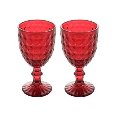 Imagem de Jogo 2 Taça De Vidro água Suco Roman Vermelho Wollf 345ml - WOLFF